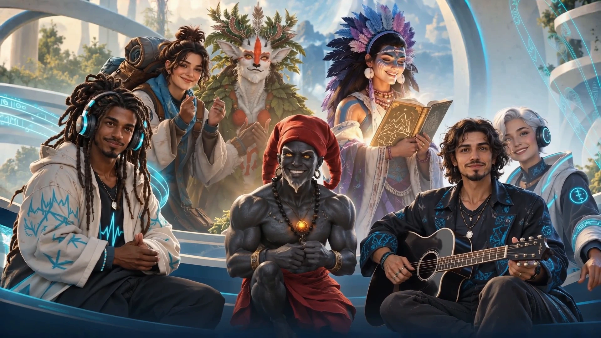 Personagens inspirados nos projetos da Alpha Centauri dão boas-vindas: Saci, música, viagens, narrativas e tecnologia