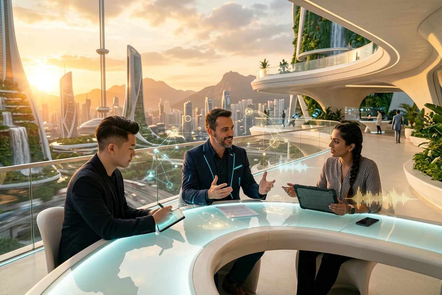 Releitura ilustrada do encontro de empreendedores de 2014 com a personagem de tecnologia